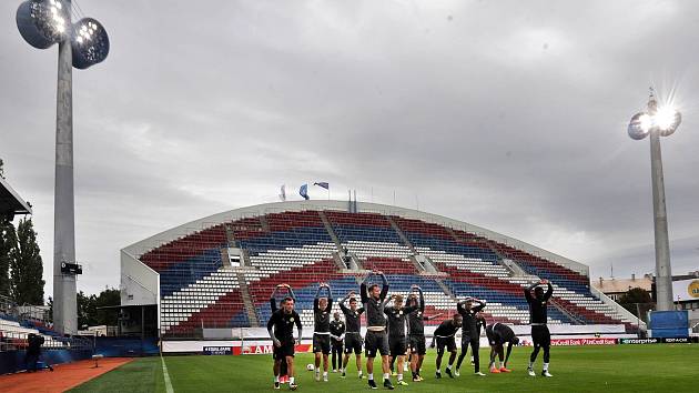 Trénink FC Fastav Zlín před zápasem Evropské ligy na Andrově stadionu v Olomouci