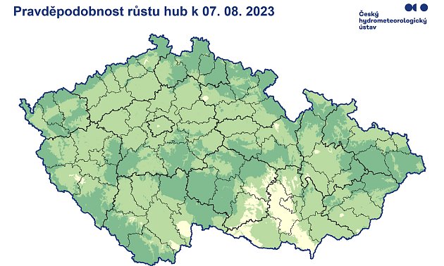 Vysoká až velmi vysoká. Deště v Olomouckém kraji zvýšily pravděpodobnost růstu hub.