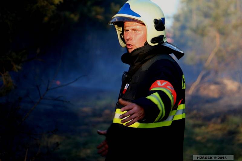 Likvidace požáru lesa v Náměšti na Hané