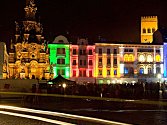 Světelná show na památkách na Horním náměstí v Olomouci. Ilustrační foto