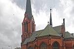 Červený kostel v Olomouci. Původně chrám něměcké evangelické církve, nyní sklad knih 