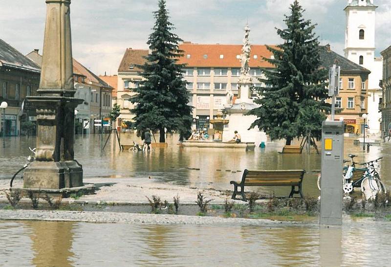 Povodně v Uherském Hradišti v roce 1997.