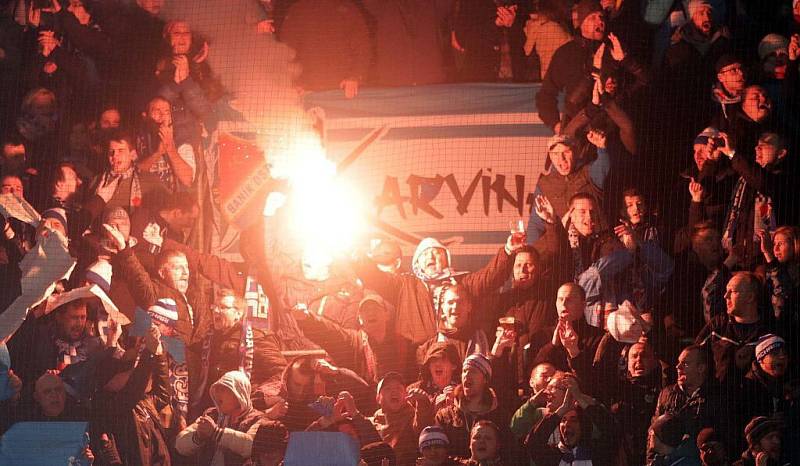 Sektor ostravských fans na Andrově stadionu