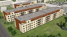 Byty Šibeník. Vizualizace projektu 180 bytů na místě bývalého podniku AOZ v Olomouci