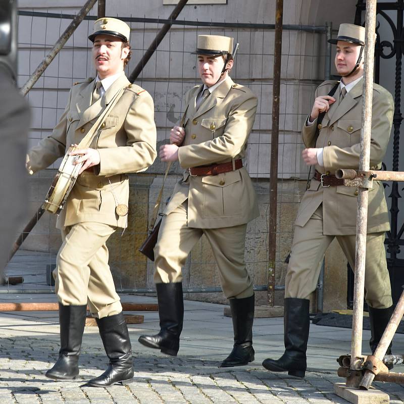 Rozlučka Milana Langera a jeho týmu před cestou do Santiaga de Compostela na Horním náměstí v Olomouci, 21. 3. 2019