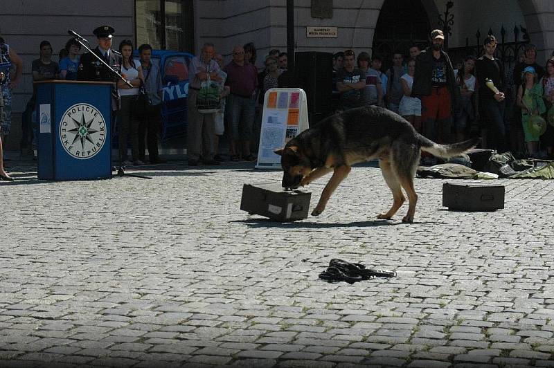 Ukázky policejní práce na Horním náměstí v Olomouci