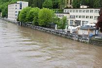 Lázně Teplice nad Bečvou, řeka Bečva, středa 17. května 2023 mezi 9. až 10. hodinou.