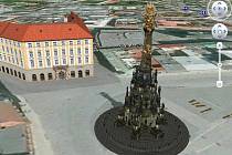 Aplikace na turistickém portálu Olomouce ukazující památky ve 3D