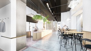 Vizualizace nové kavárny v budově Muzea umění Olomouc