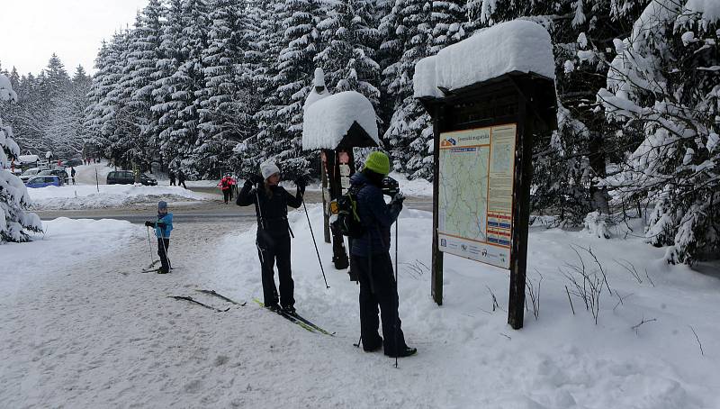 Chata Skřítek v Jeseníkách je výchozí místo pro běžkování. Sobota 16. ledna 2021