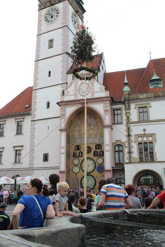 Stavění májky a program na Horním náměstí v Olomouci na 1. máje