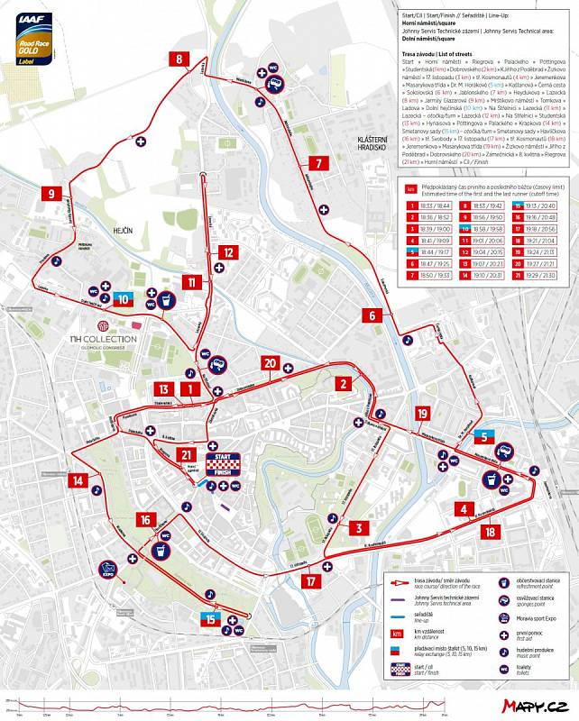 Trasa olomouckého půlmaratonu 2018