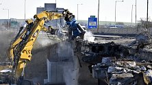 Demolice dálničního mostu v Prostějově, 10. dubna 2021