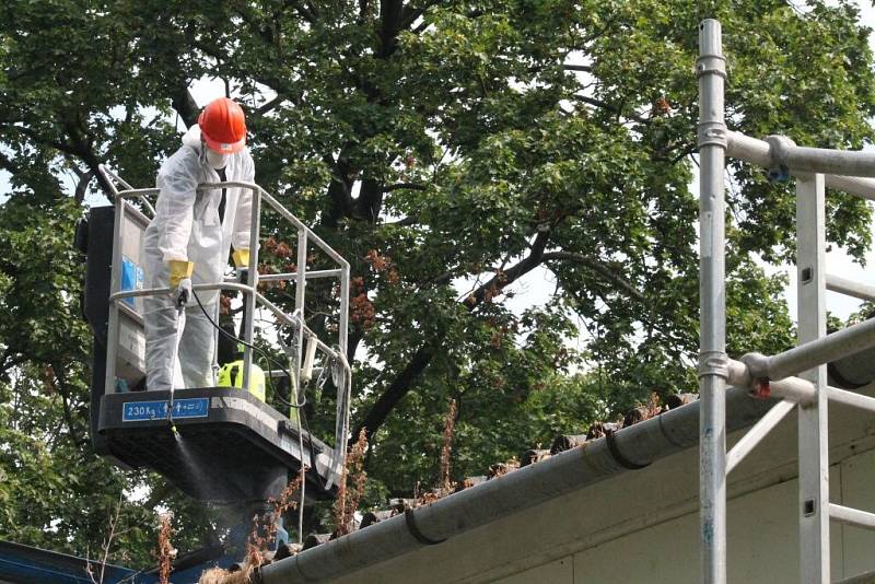 Demolice pavilonu D v olomouckých Bezručových sadech