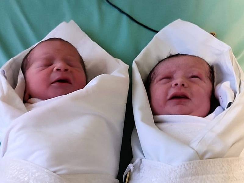 Adéla a Ema Cagáškovy, Přerov, narozeny 13. ledna 2022, Adéla - míra 45 cm, váha 2480 g, Ema - míra 45 cm, váha 2610 g.