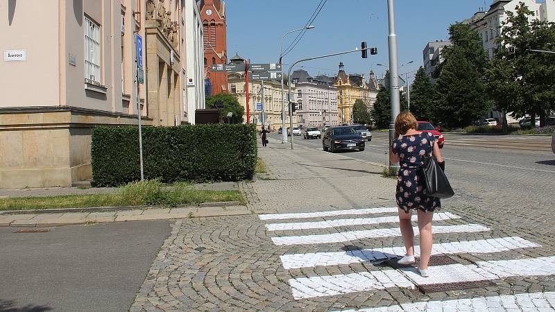 Přechody ulic podél třídy Svobody v Olomouci, červen 2022