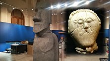 V chystaných expozicích Vlastivědného muzea bude vidět tajemná socha Moai i originál vzácné keltské hlavy nalezené u Rakovníka (malý obrázek vpravo)