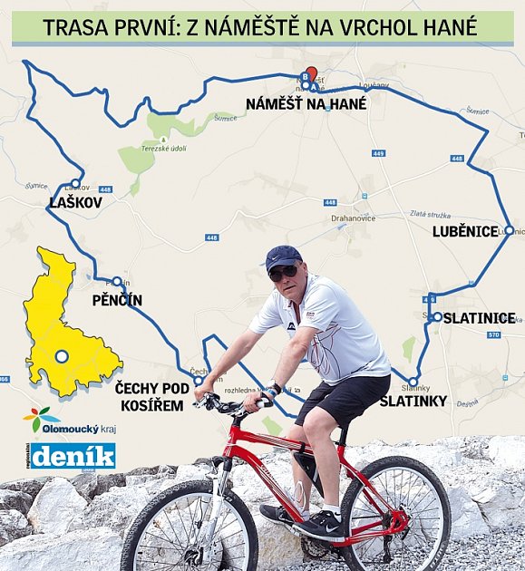 S hejtmanem na kole po Olomouckém kraji - 1. trasa z Náměště na vrchol Hané