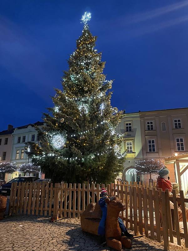 Vánoční výzdoba v Uničově. Prosinec 2021