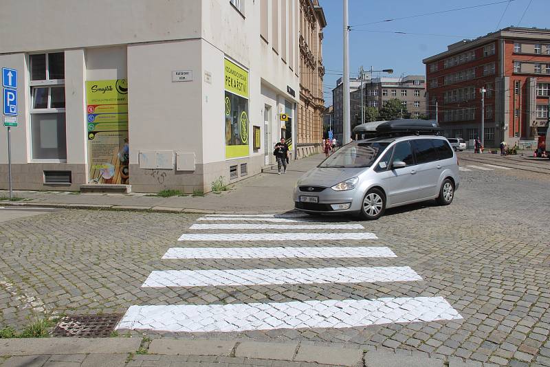 Přechody ulic podél třídy Svobody v Olomouci, červen 2022