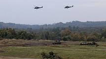 Czech Lion 2019 na Libavé: v rámci ukázky byla využita i letecká podpora bitevních vrtulníků Mi-24