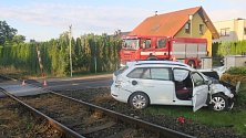 Nehoda vlaku a osobního auta v Litovli v pondělí 12. září.