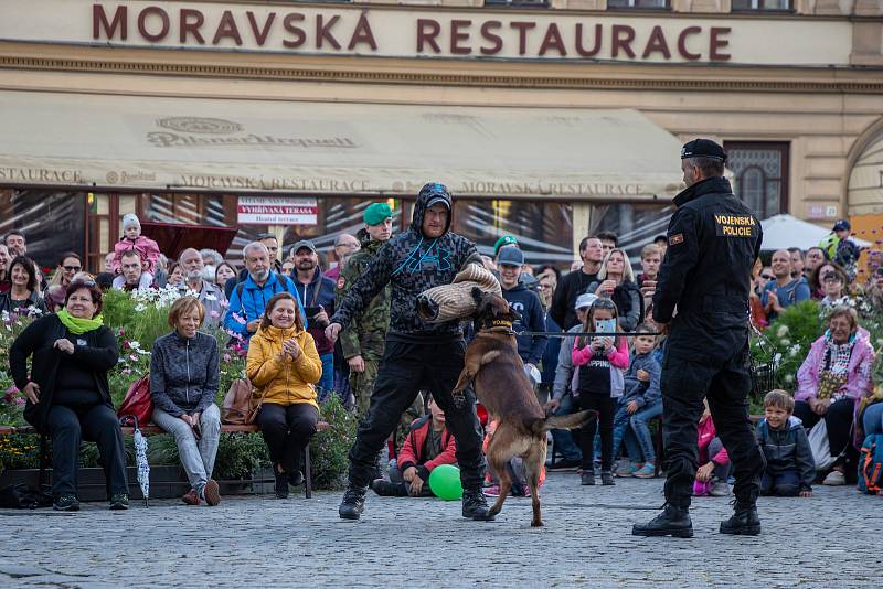 V centru města se uskutečnil festival vojenských hudeb, 27. srpna 2021 v Olomouci.