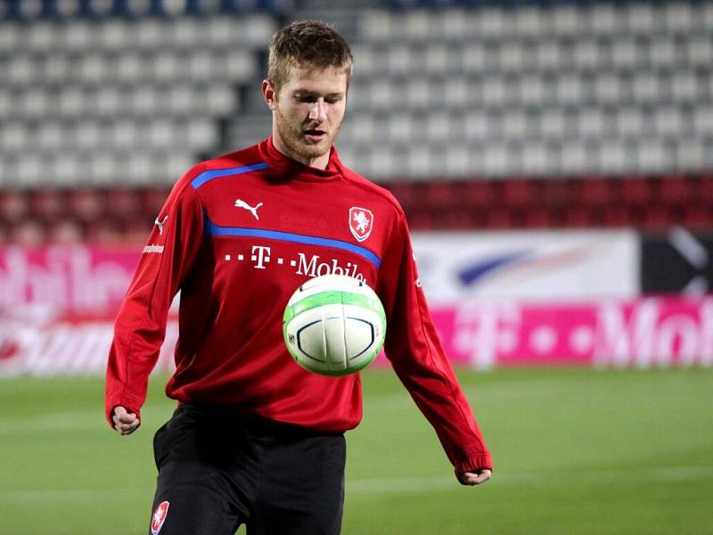 Trénink české reprezentace na Andrově stadionu v Olomouci