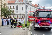 Na Klinice zubního lékařství Fakultní nemocnice Olomouc hořelo, cvičně.