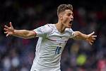 Patrik Schick - Utkání ME ve fotbale Skotsko - ČR v Glasgow, Patrik Schick z ČR se raduje ze druhého gólu.    