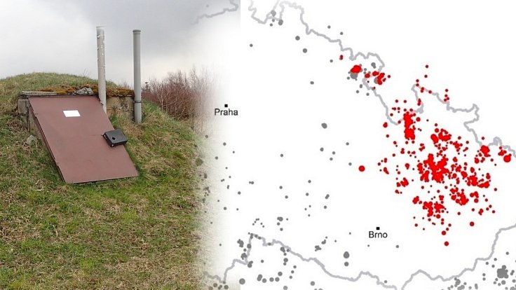 Seismická stanice na Olomoucku a mapa otřesů v letech 1996 až 2022.