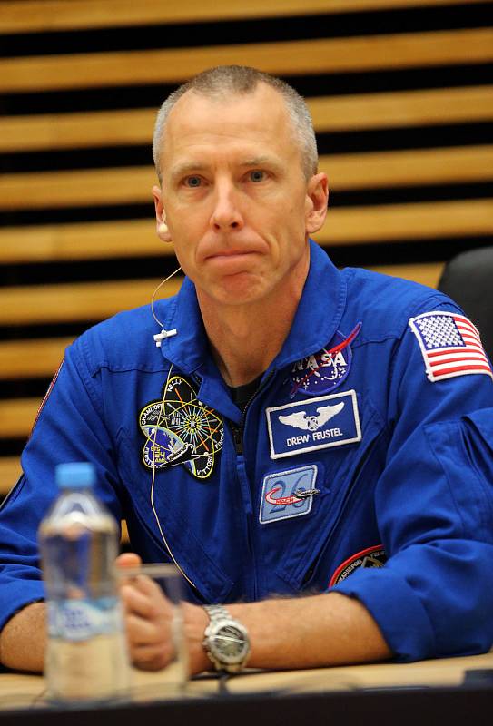 Astronaut Andrew Feustel na přednášce v aule Pedagogické fakulty UP.