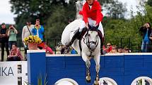 Zdeněk Hruška a Calata. Světový pohár v jezdeckém areálu Equine Sport Centre v Olomouci