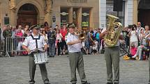 Vojenská hudba zněla v sobotu 1. září centrem Olomouce. Na Horním náměstí, před tamní radnicí, pokračoval XXIV. Mezinárodní festival vojenských hudeb. Na snímku je Vojenská hudba Olomouc