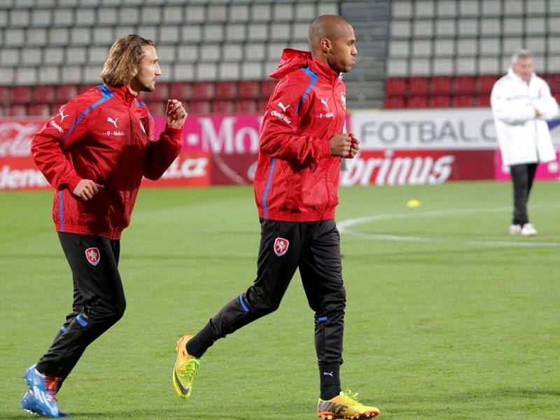 Trénink české reprezentace na Andrově stadionu v Olomouci