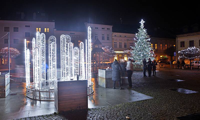 Vánoční strom a výzdoba ve Šternberku.