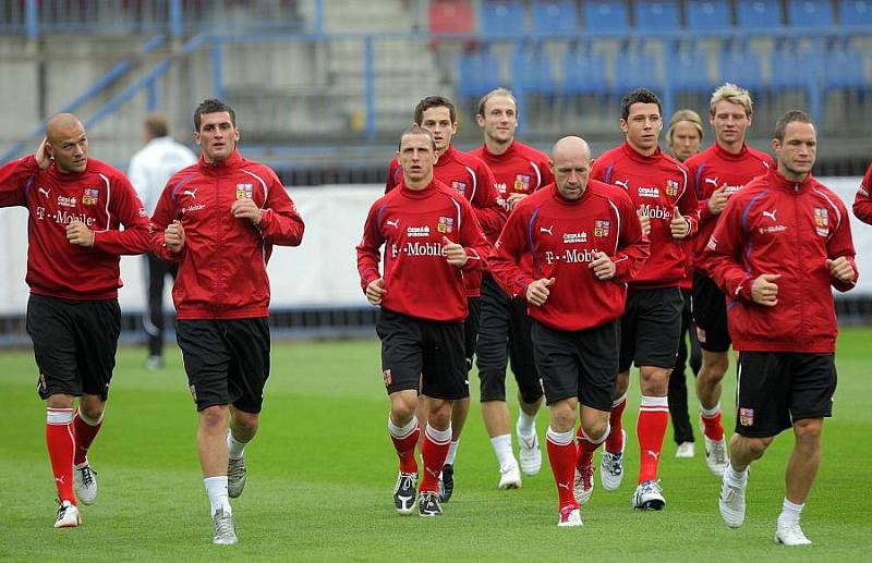 Trénink české fotbalové reprezentace na Andrově stadionu v Olomouci