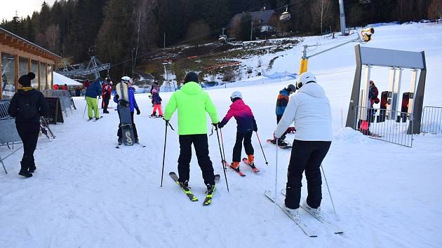 Ski areál Kopřivná v Malé Morávce v Jeseníkách 27. 12. 2022