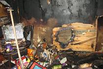 Vyhořelý pokoj ve Velké Bystřici 