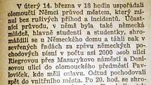 Článek z olomouckého Moravského večerníku ze 16.3.1939