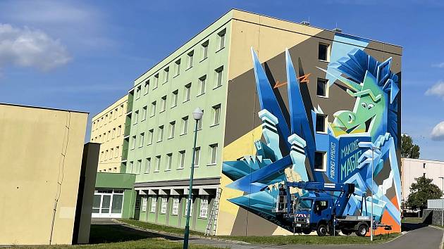 Street art na VŠ kolejích Gen. Svobody v Olomouci , autor Vidam, září 2021