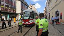 Pád zdi v Pekařské ulici v centru Olomouce