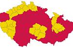 Covid semafor ze 16. října 2020 - všechny okresy Olomouckého kraje v oranžové barvě