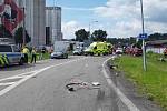 Hromadná nehoda na kruhovém objezdu na silnici I/44 v Zábřehu