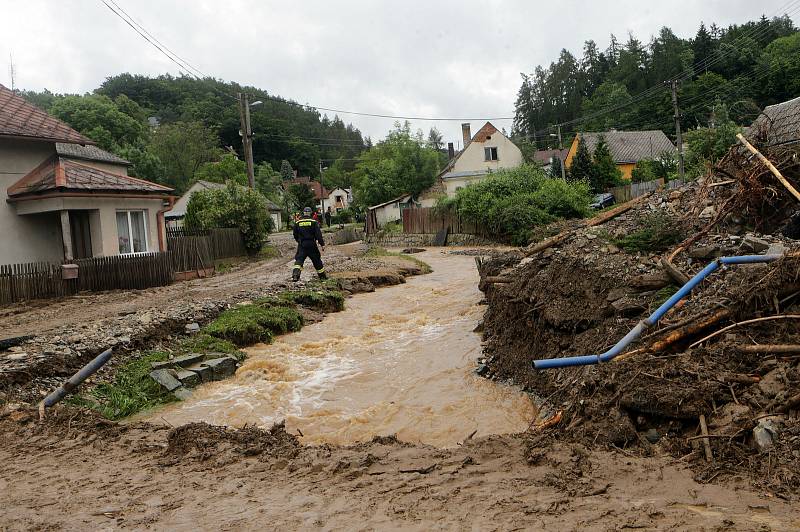 Břevenec po bleskové povodni, 8. června 2020 odpoledne