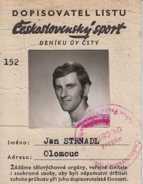 Jan Strnadl coby dopisovatel pro Československý sport