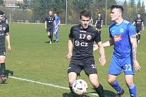 Fotbalisté Uherského Brodu (černé dresy) prohráli ve 21. kole MSFL s domácí Sigmou Olomouc B 1:2. 