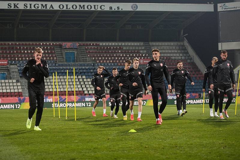 Trénink české fotbalové reprezentace v Olomouci. David Zima, Mojmír Chytil, Ondřej Zmrzlý, Antonín Růsek, Jan Navrátil