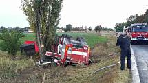 Tragická nehoda hasičského vozu u Libivé na Mohelnicku