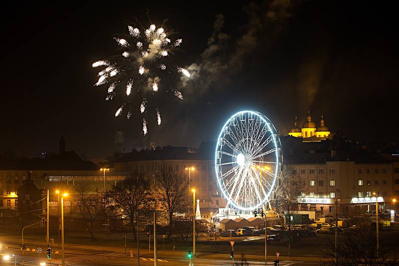 Novoroční ohňostroj  v Olomouci.